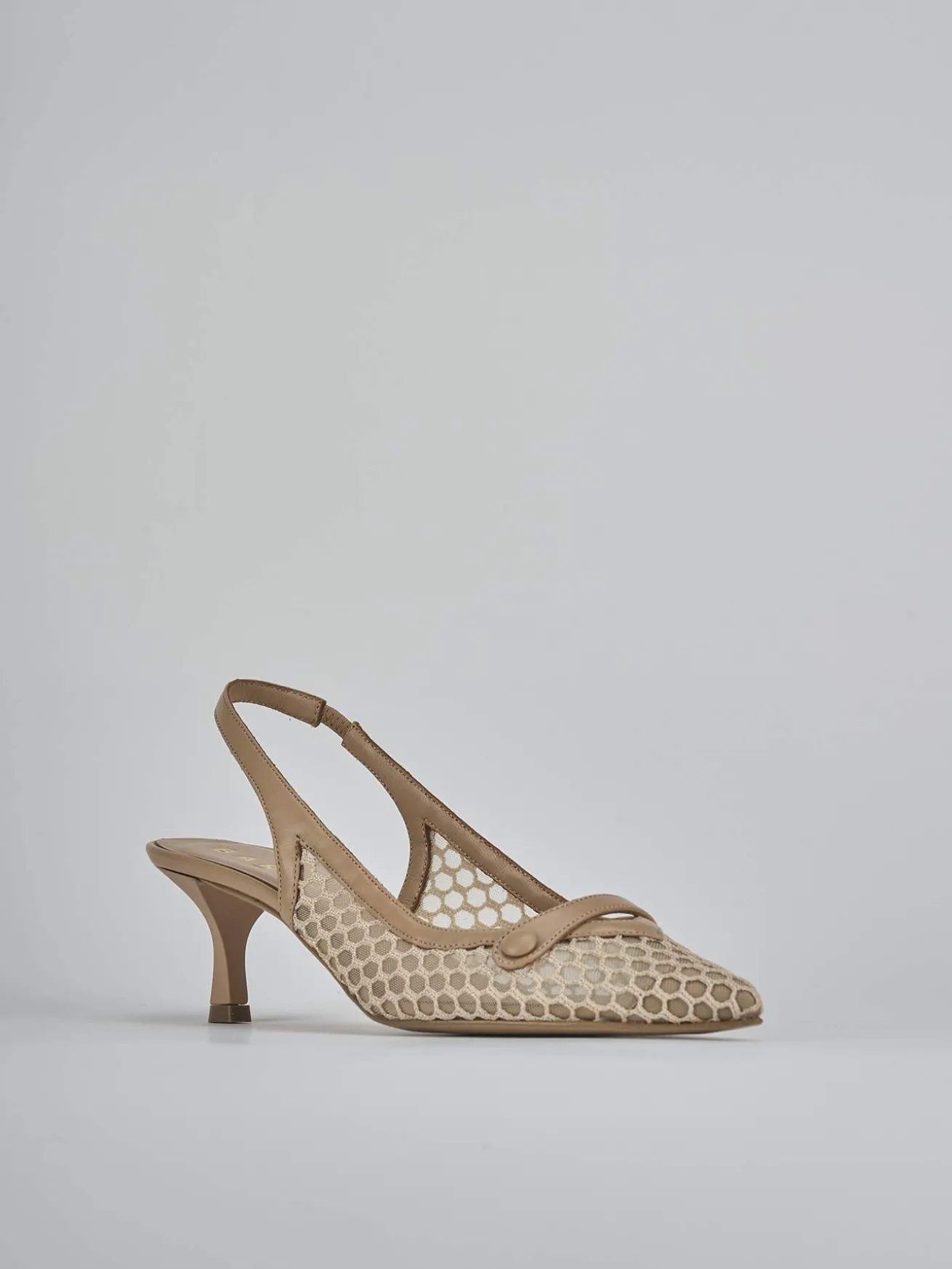 Slingback tacco 5cm pelle marrone