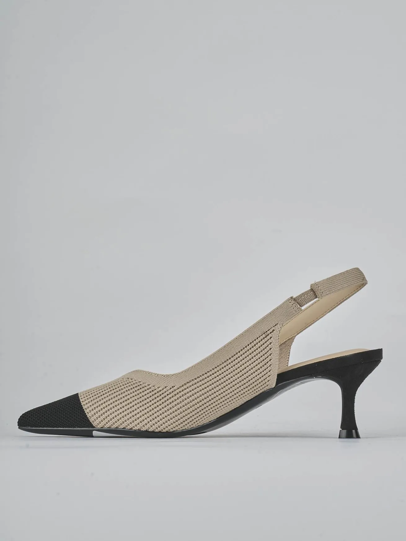Slingback tacco 5cm pelle beige