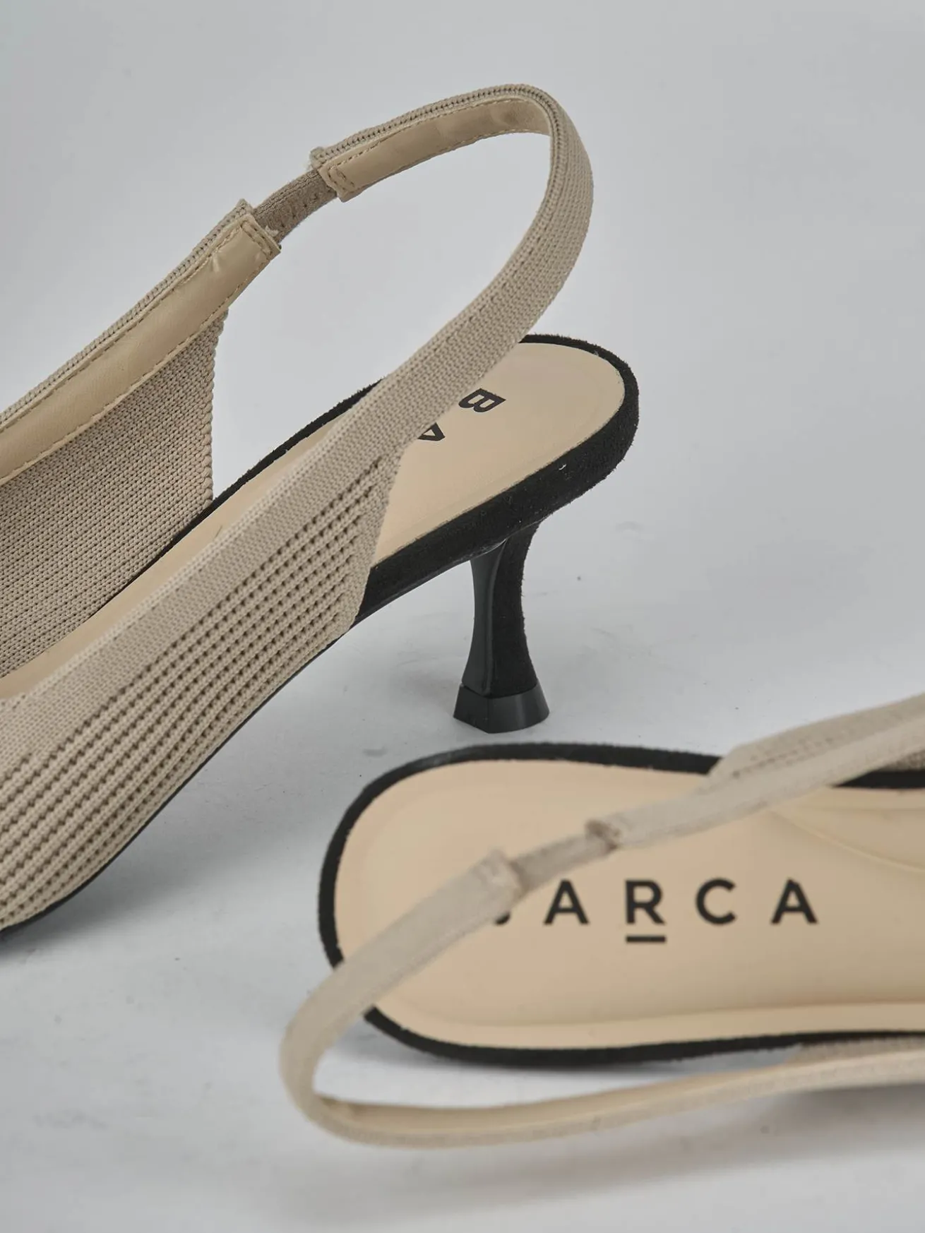 Slingback tacco 5cm pelle beige