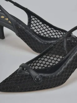 Slingback tacco 5cm pelle nero