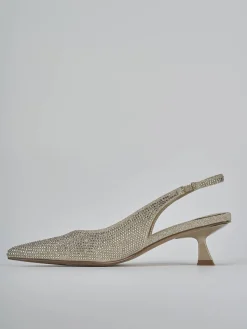 Slingback tacco 5cm pelle oro