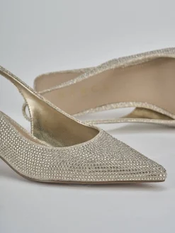 Slingback tacco 5cm pelle oro