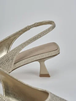 Slingback tacco 5cm pelle oro