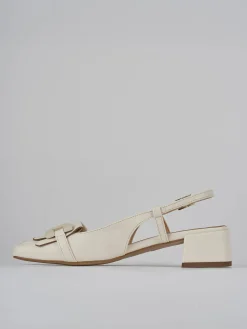 Slingback tacco 4cm pelle bianco