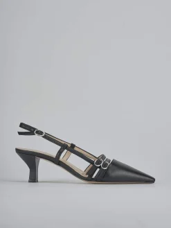 Slingback tacco 6cm pelle nero