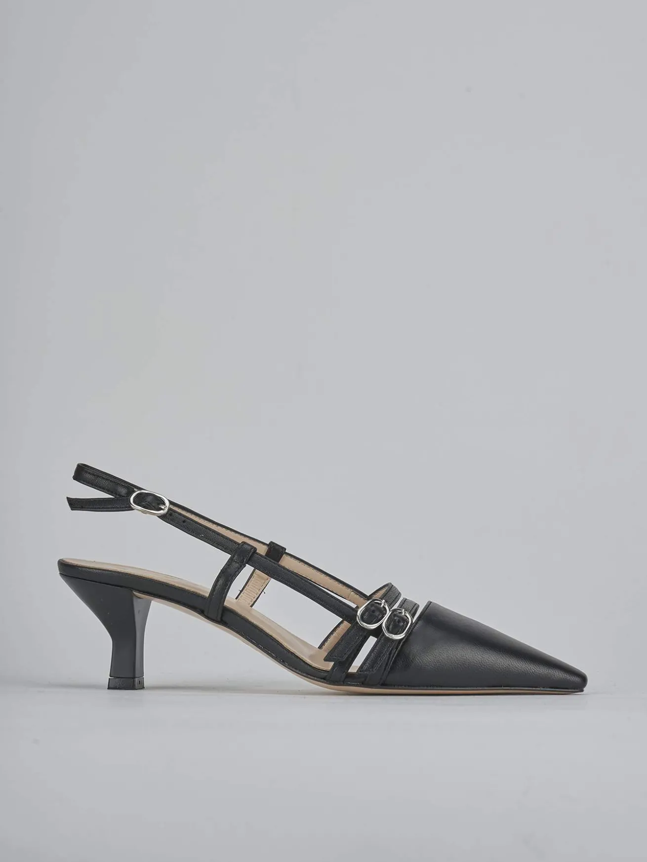 Slingback tacco 6cm pelle nero