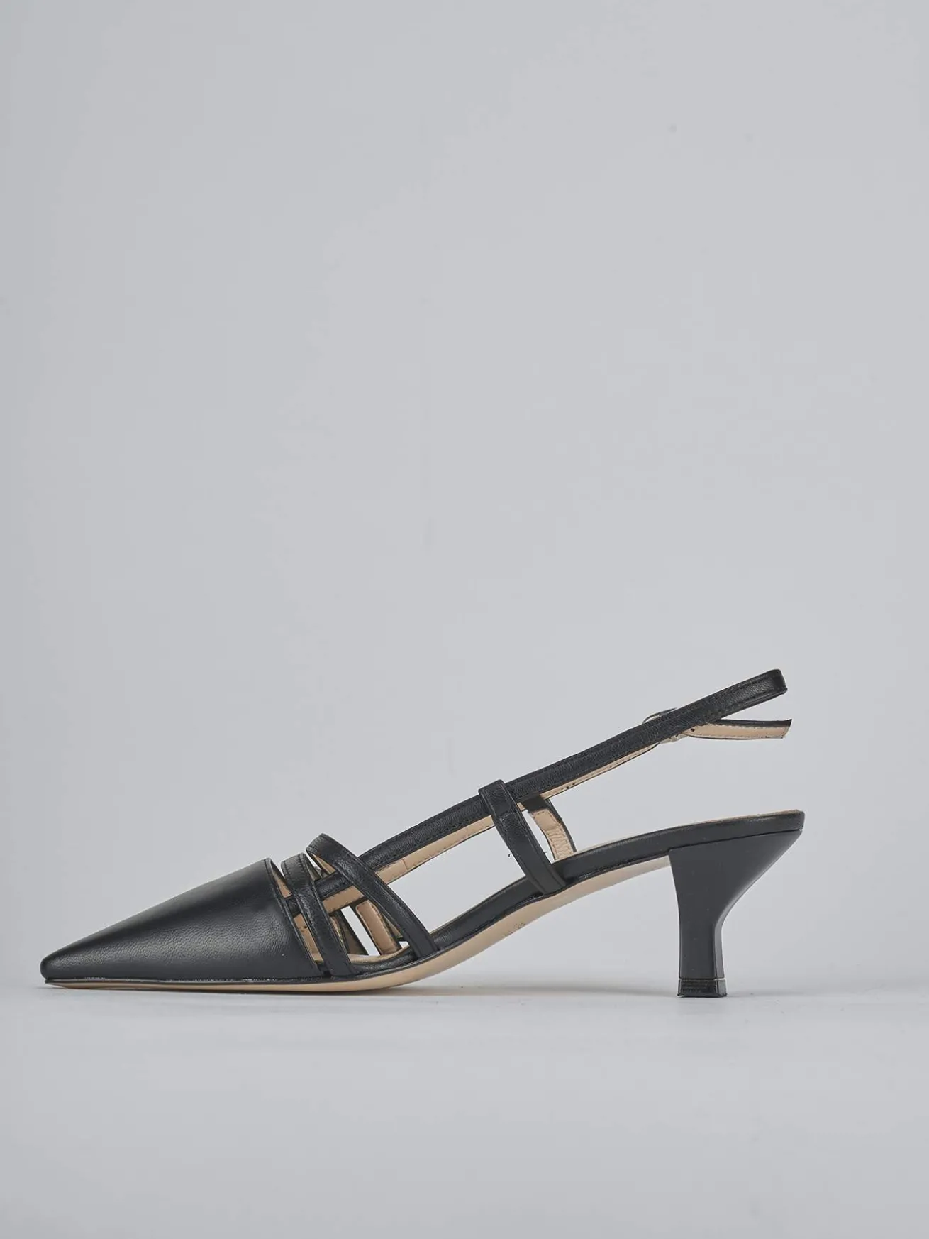 Slingback tacco 6cm pelle nero