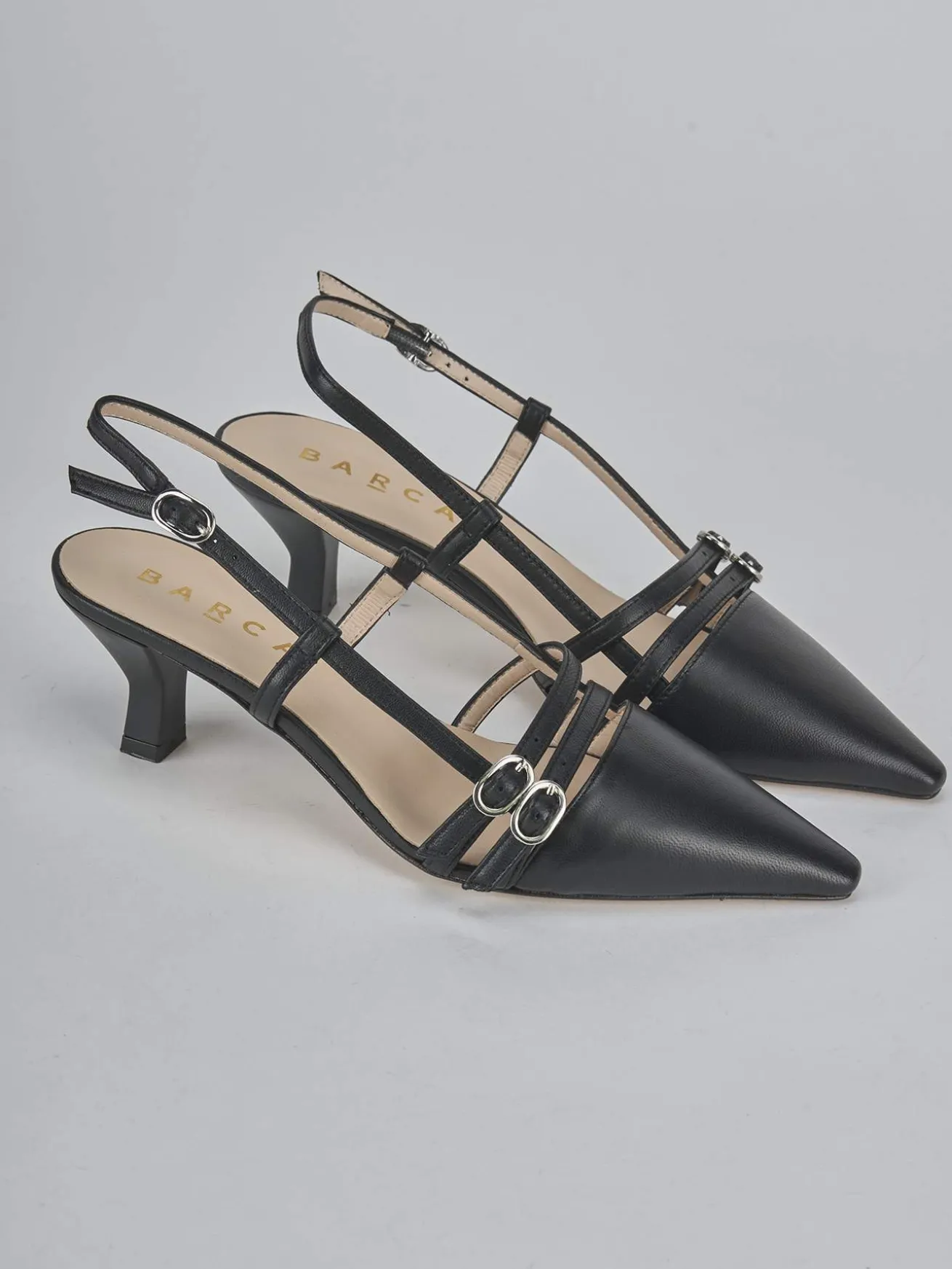 Slingback tacco 6cm pelle nero
