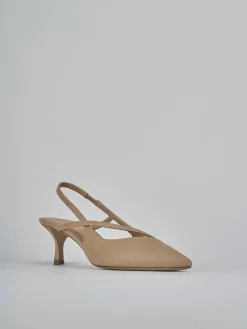 Slingback tacco 5cm pelle marrone