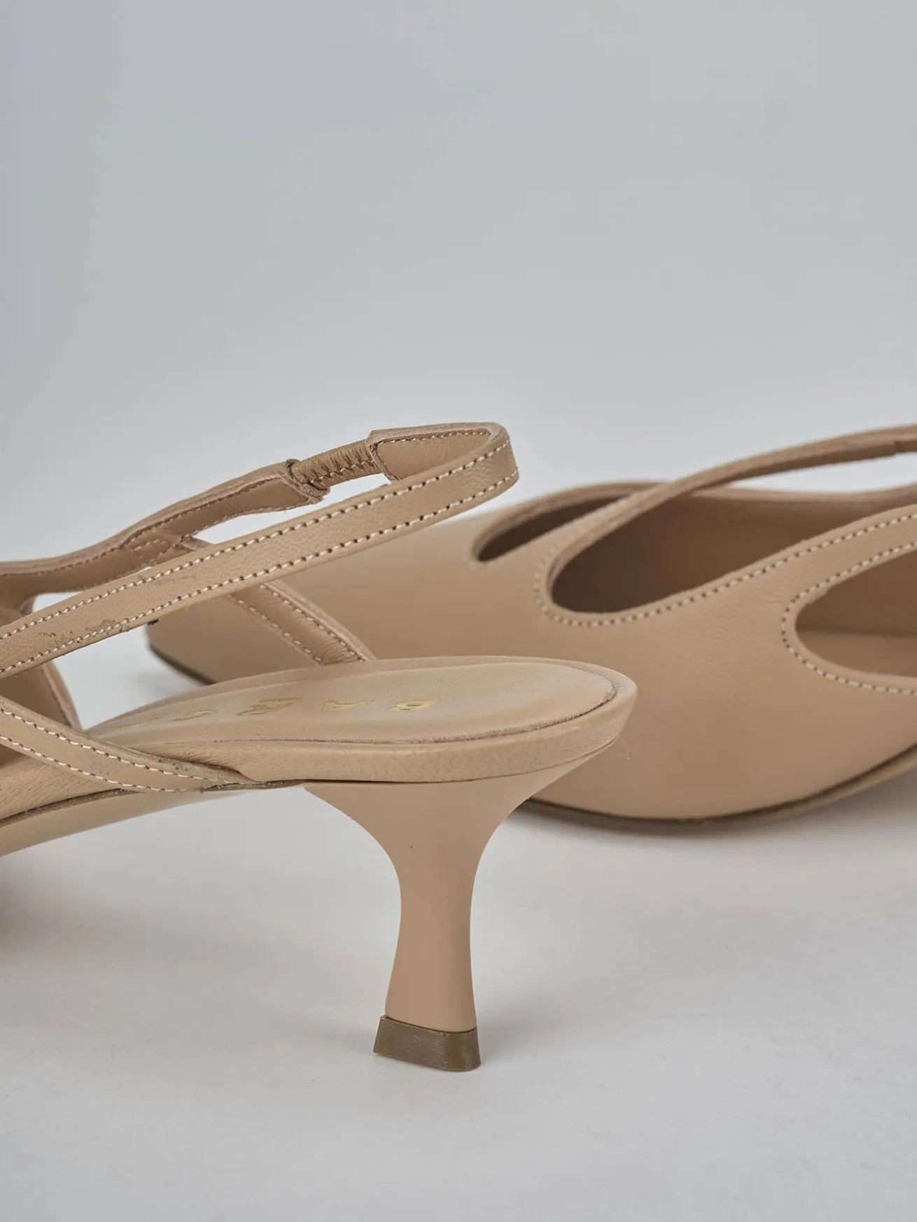 Slingback tacco 5cm pelle marrone