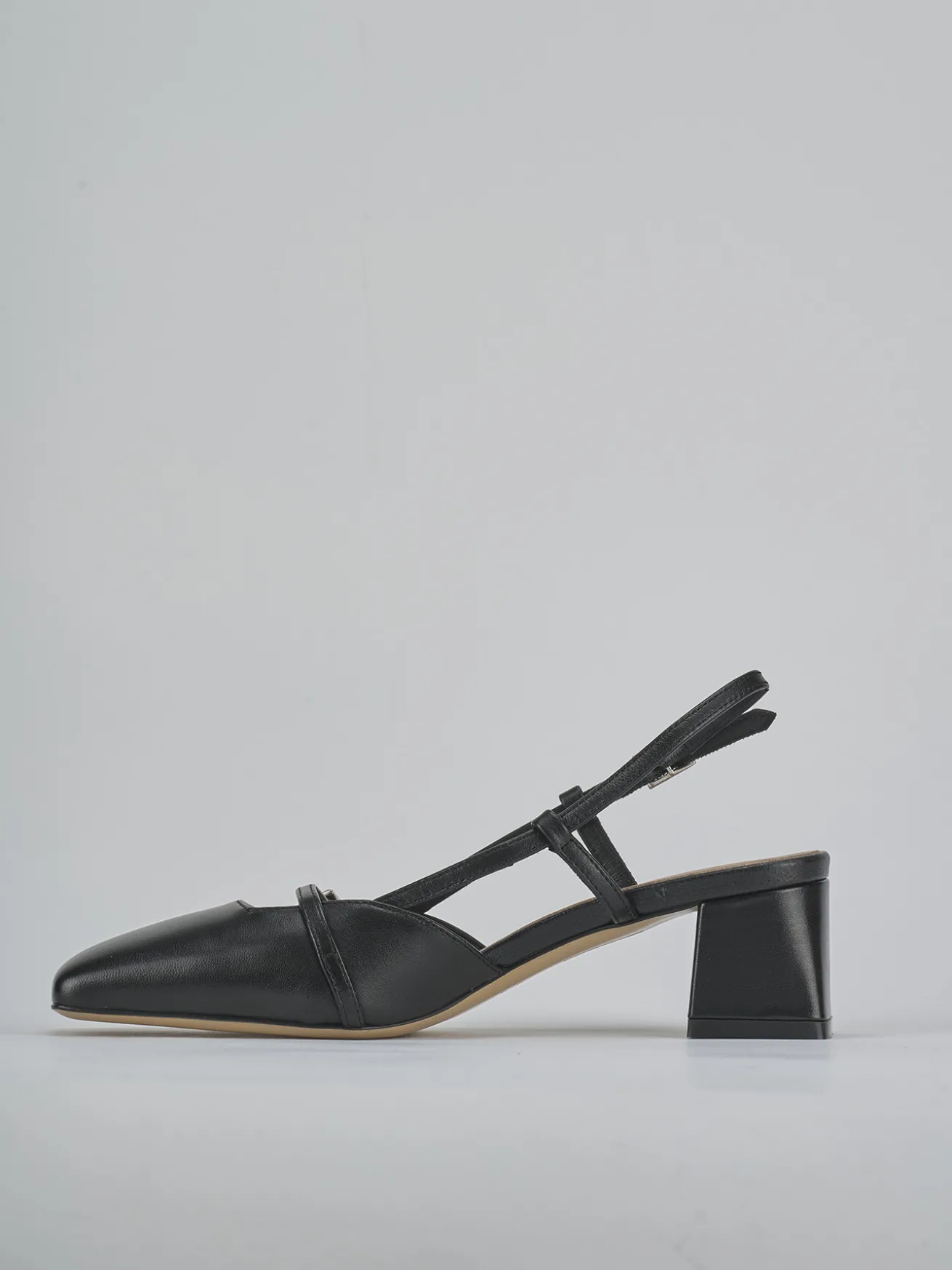 Slingback tacco 5cm pelle nero