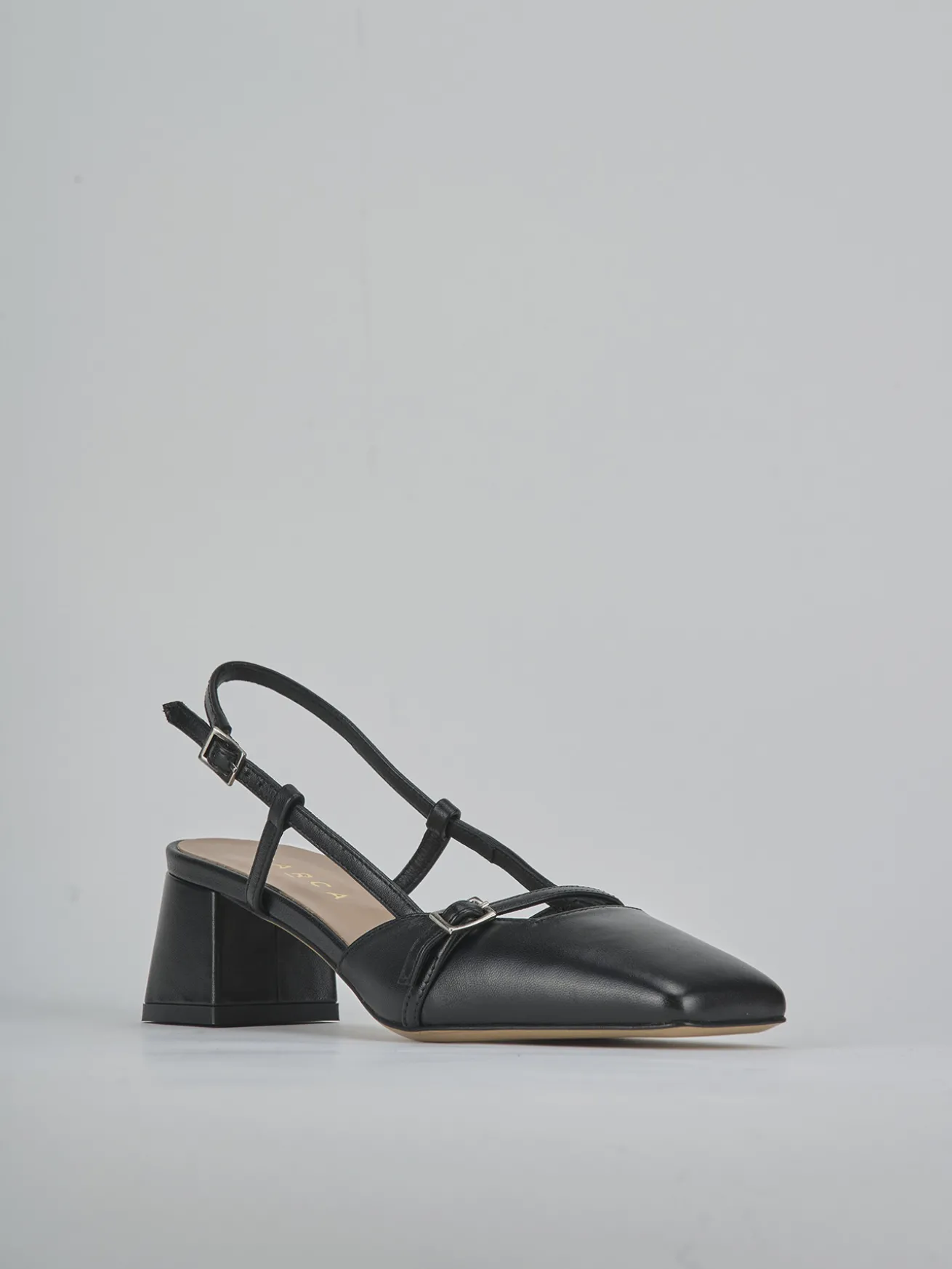 Slingback tacco 5cm pelle nero
