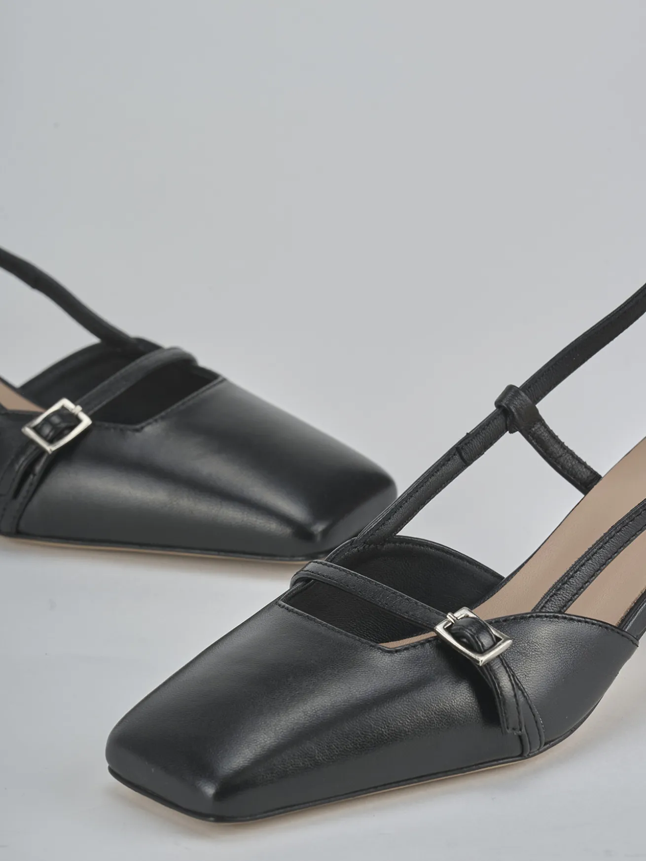 Slingback tacco 5cm pelle nero