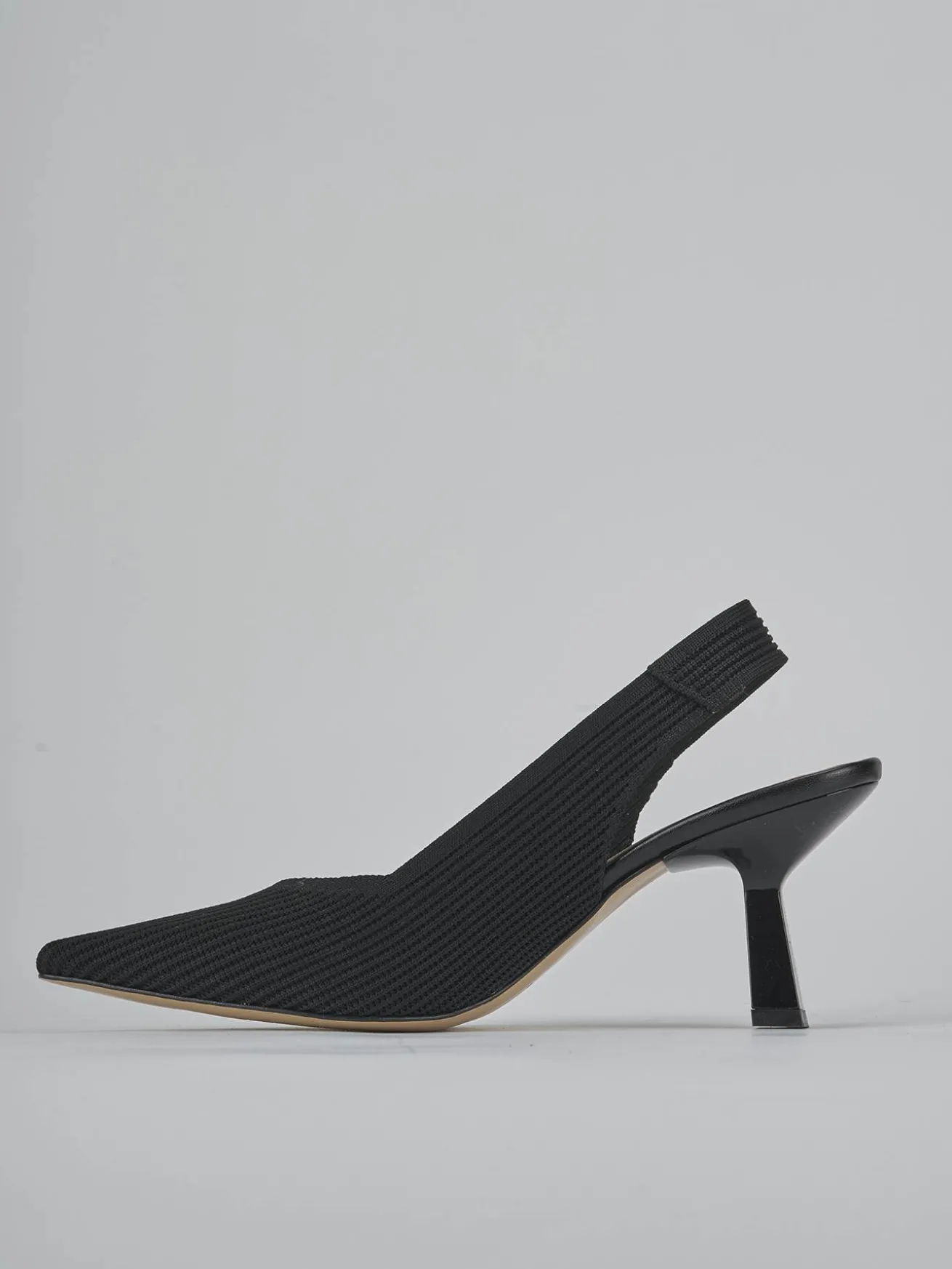 Slingback tacco 7cm pelle nero