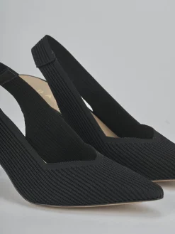 Slingback tacco 7cm pelle nero