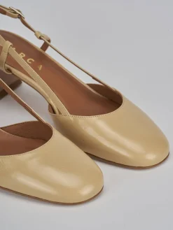 Slingback tacco 5cm pelle marrone