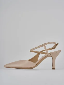 Slingback tacco 7cm pelle beige