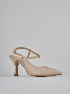 Slingback tacco 7cm pelle beige