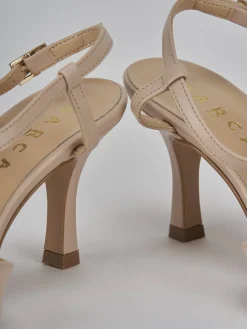 Slingback tacco 7cm pelle beige