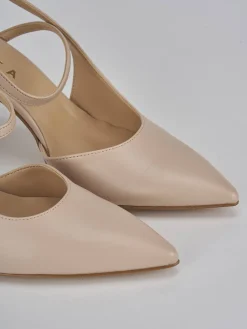 Slingback tacco 7cm pelle beige