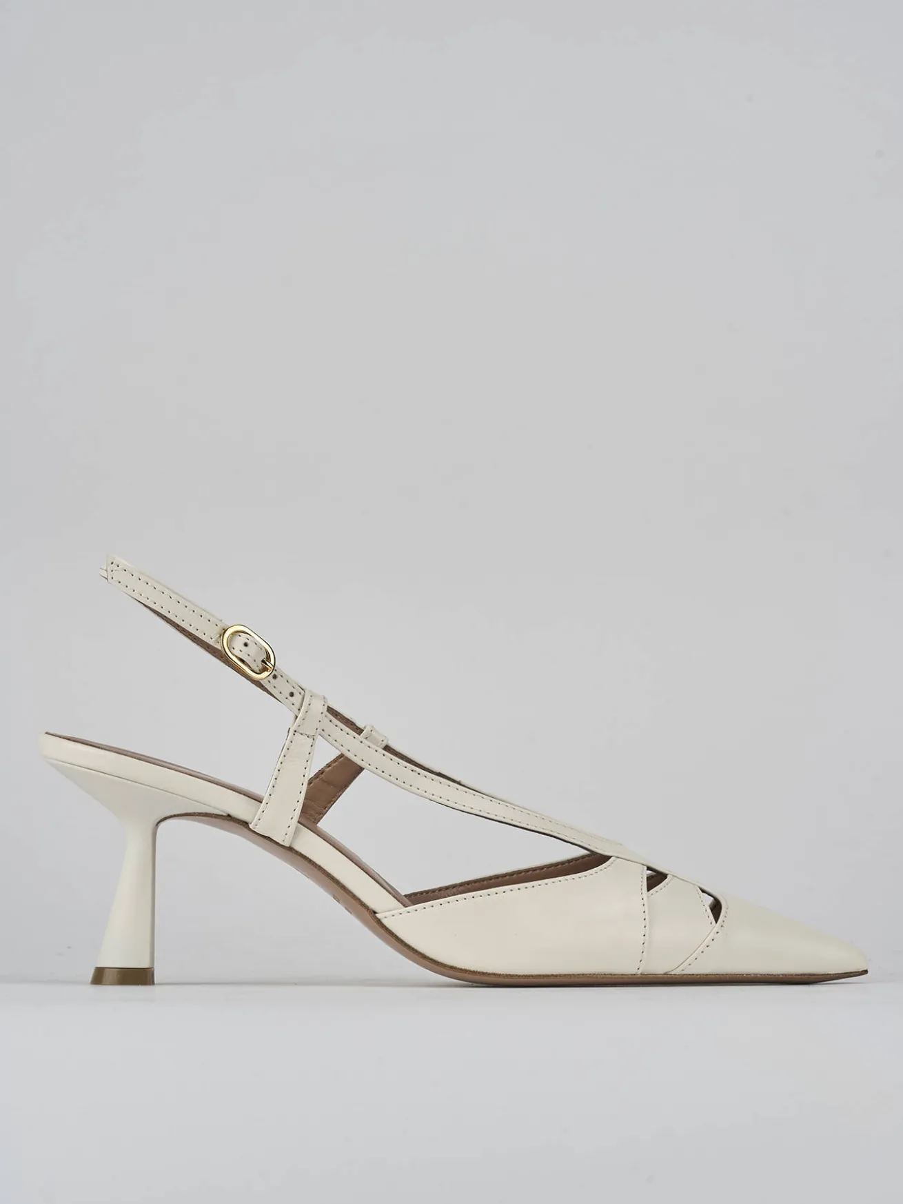 Slingback tacco 7cm pelle bianco