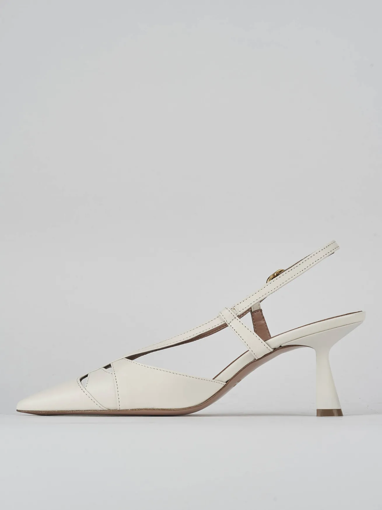 Slingback tacco 7cm pelle bianco