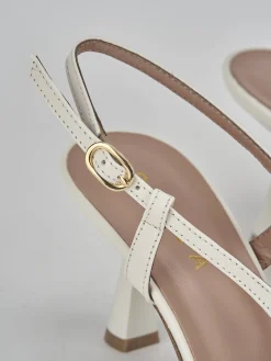 Slingback tacco 7cm pelle bianco