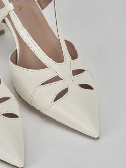Slingback tacco 7cm pelle bianco