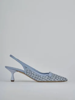 Slingback tacco 5cm pelle azzurro