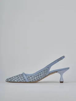 Slingback tacco 5cm pelle azzurro