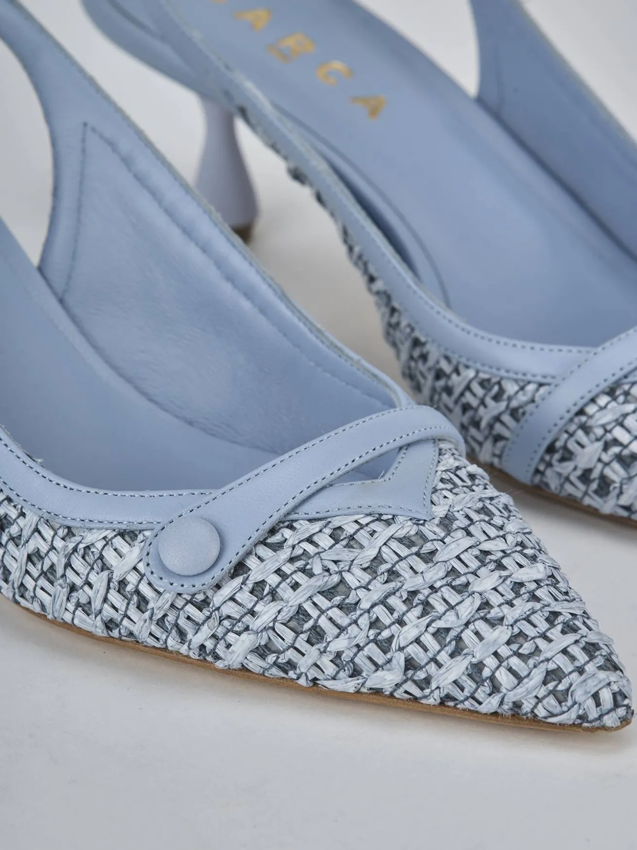 Slingback tacco 5cm pelle azzurro