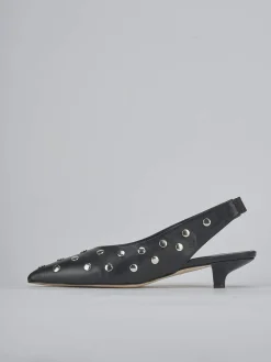 Slingback tacco 4cm pelle nero