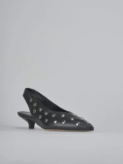 Slingback tacco 4cm pelle nero