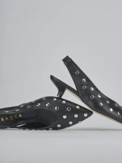 Slingback tacco 4cm pelle nero