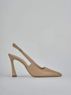 Slingback tacco 9cm pelle marrone