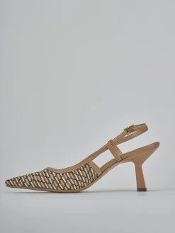 Slingback tacco 7cm pelle beige