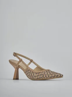 Slingback tacco 7cm pelle beige