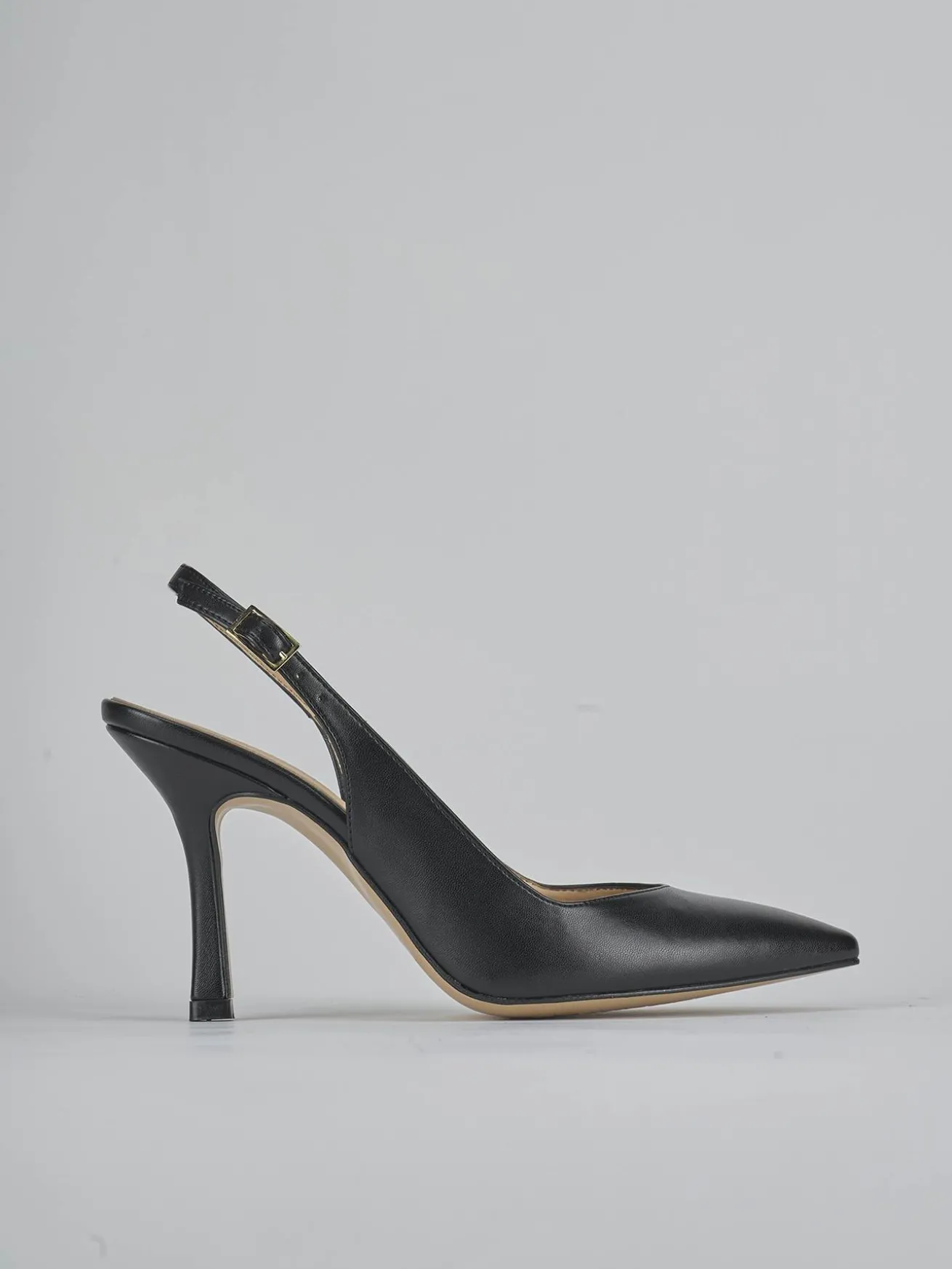 Slingback tacco 9cm pelle nero