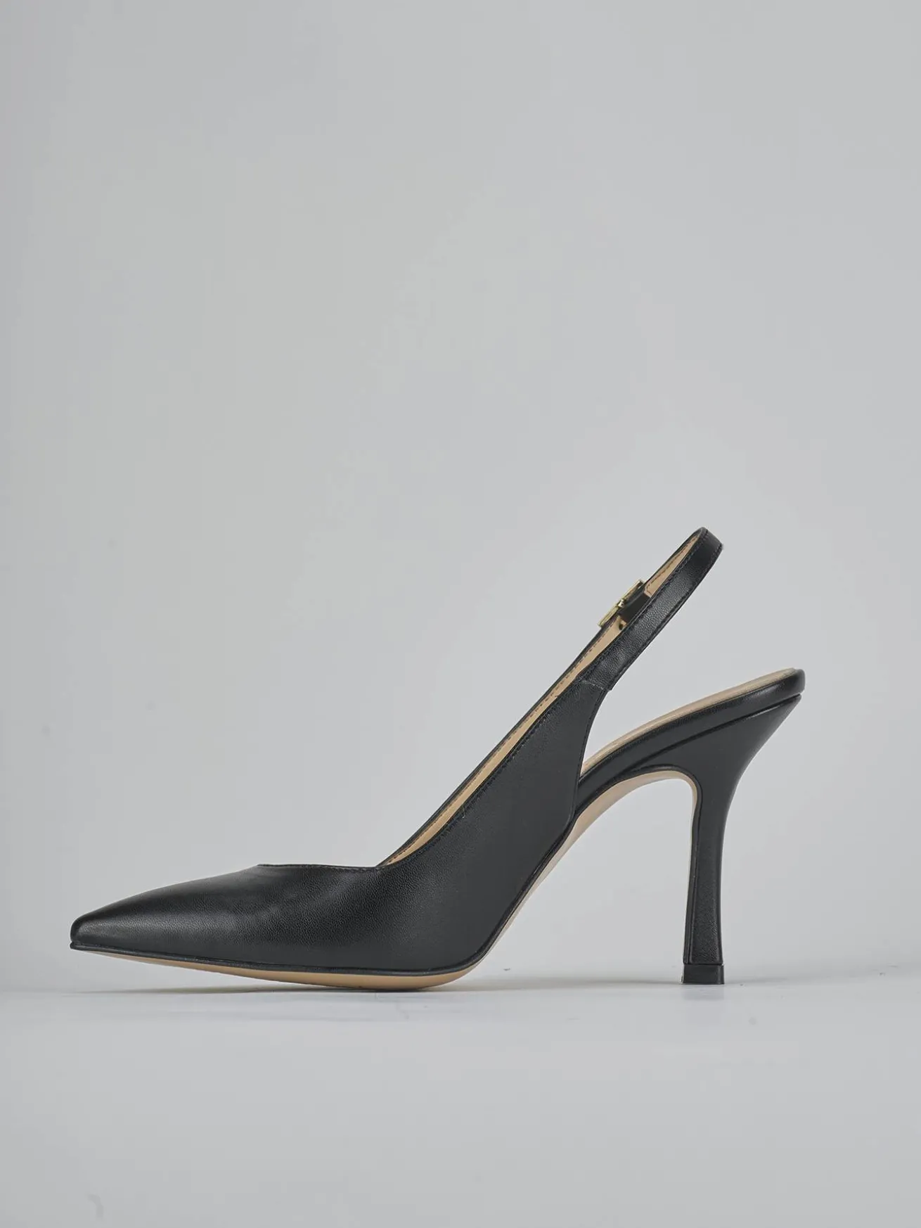 Slingback tacco 9cm pelle nero