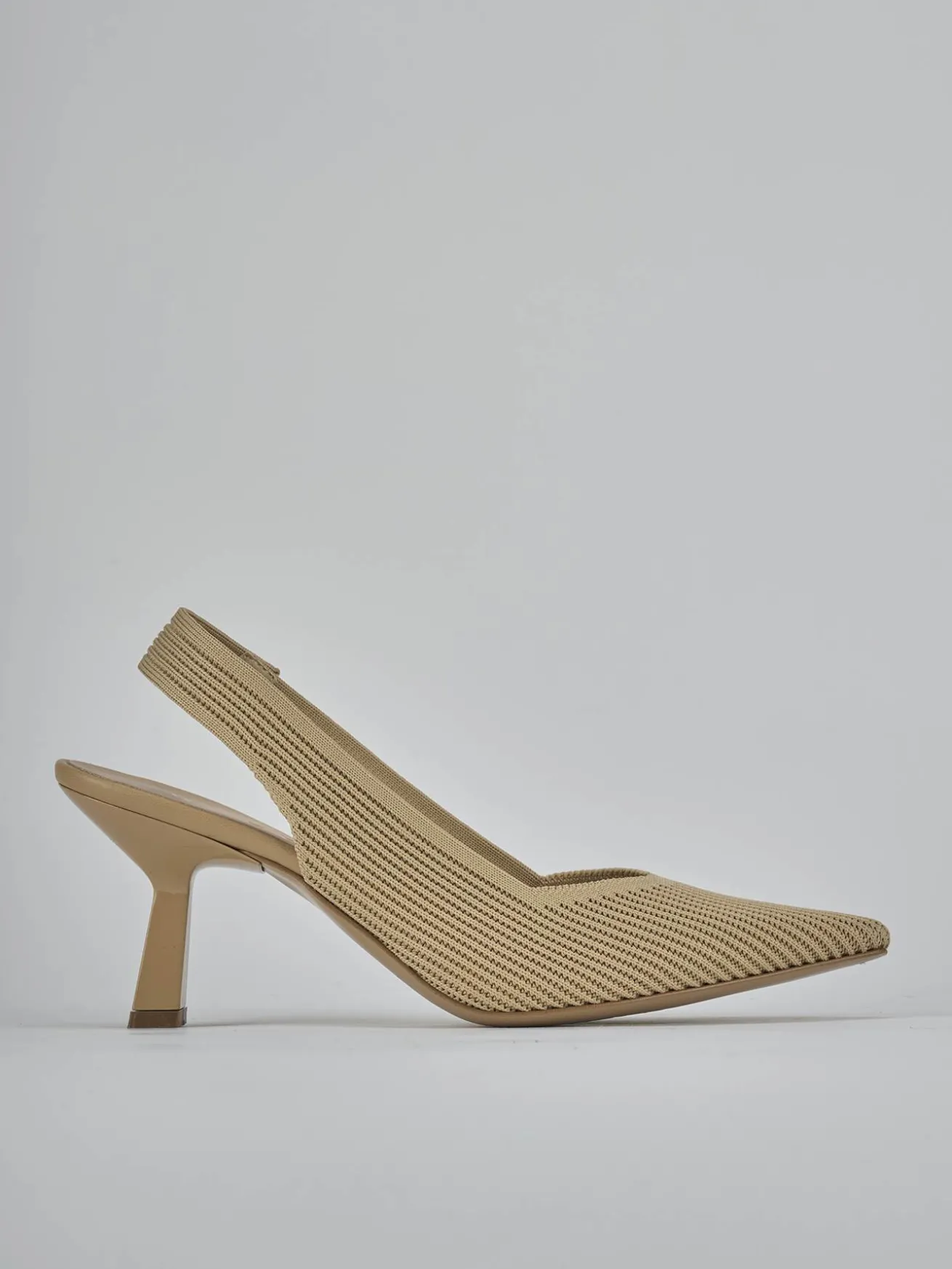 Slingback tacco 7cm pelle marrone