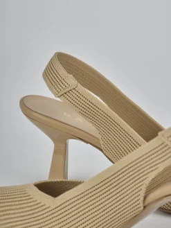 Slingback tacco 7cm pelle marrone