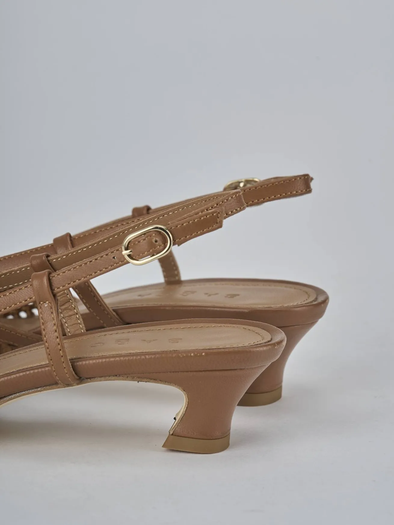 Slingback tacco 4cm pelle marrone