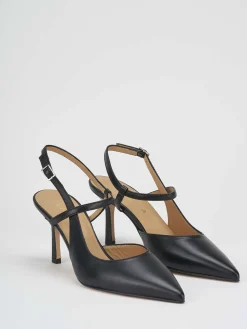 Slingback tacco 7cm pelle nero