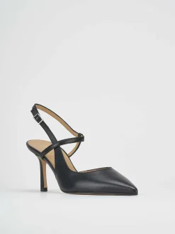 Slingback tacco 7cm pelle nero