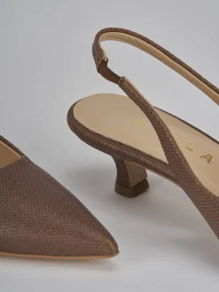 Slingback tacco 4cm pelle testa