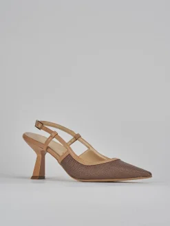 Slingback tacco 7cm pelle testa