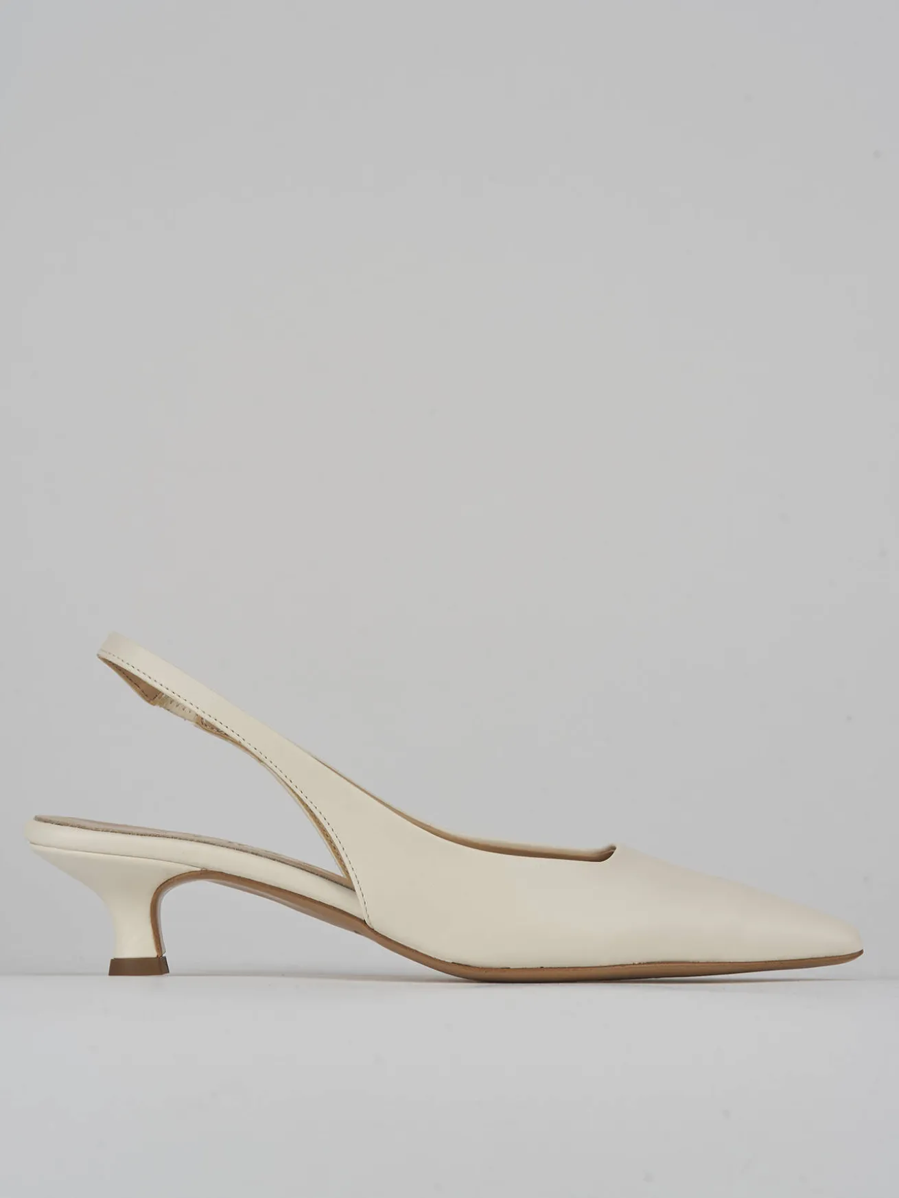 Slingback tacco 3cm pelle bianco