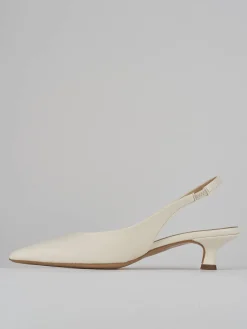 Slingback tacco 3cm pelle bianco