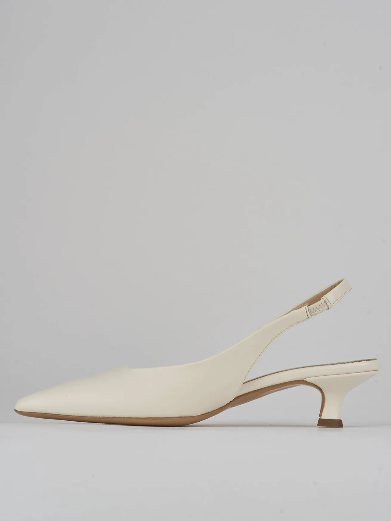 Slingback tacco 3cm pelle bianco