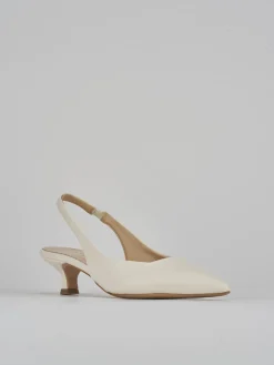 Slingback tacco 3cm pelle bianco